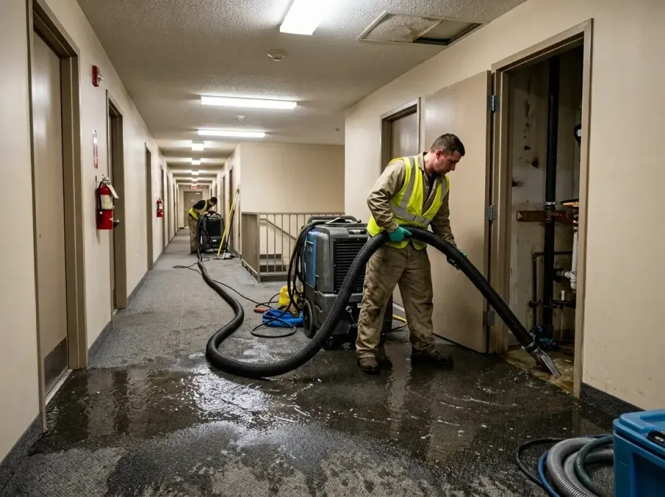 multi-unit-apartment-hallway-f-005 — frequently asked questions, Emergency Burst Pipe Water Extraction & Removal in Wood-Rid…